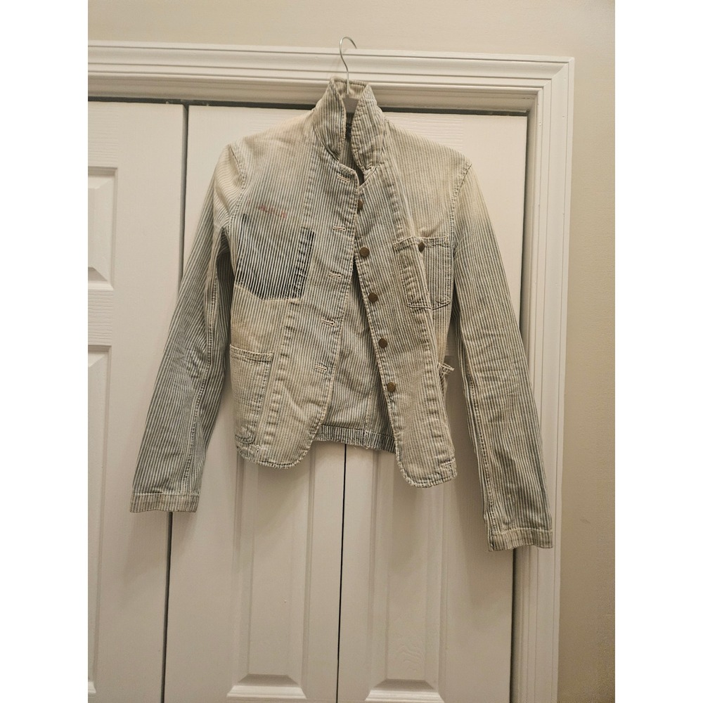 Ralph Lauren Blue Label Hickory Stripe Denim Jacket Womens Small Workwear Blue
